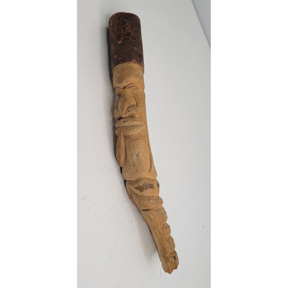 Vintage Hand Carved Wood Face Sculpture Tribal Art Decor Natural Wood Home Decor